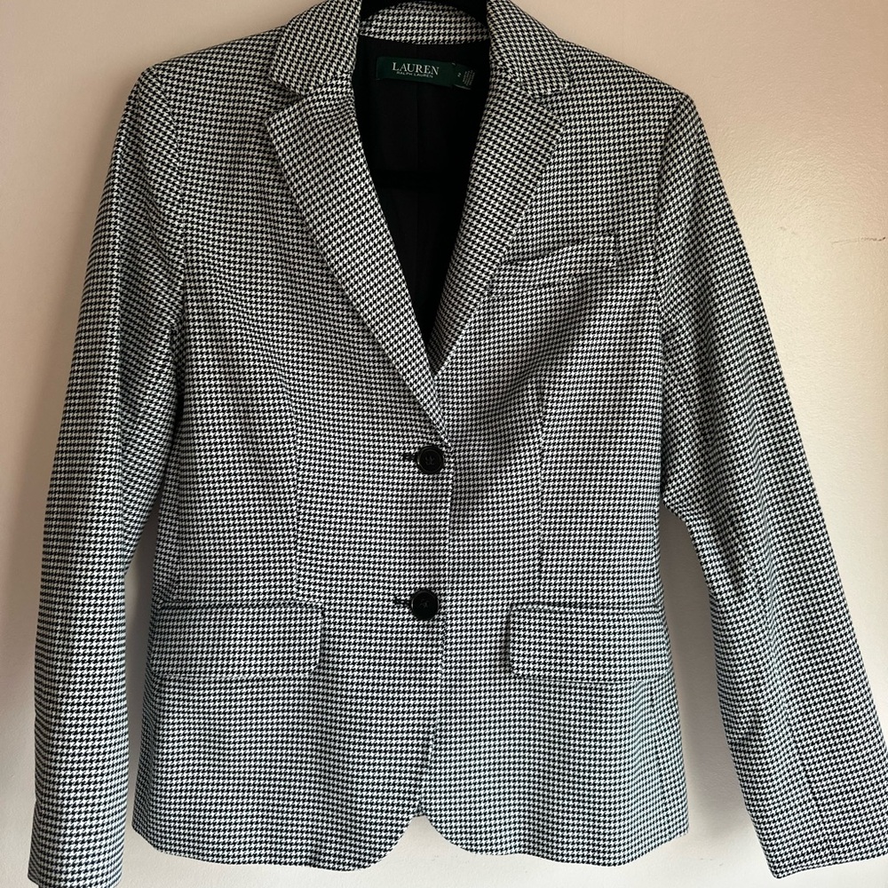 Ralph Lauren Houndstooth Blazer in Black and White